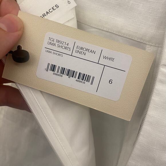 Three Graces Women's Linen Shorts White size 6 UMA European Linen White $377 NWT - Picture 7 of 14